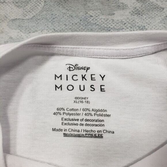 Disney‎ Mickey Mouse Top Womens XL White Short Sleeve Peace And Happiness - Picture 4 of 5